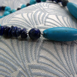blue necklace handmade blue agate pendant