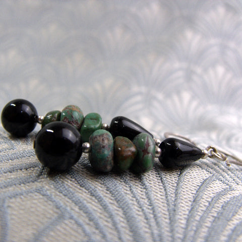 handmade beaded semi-precious earrings, unusual handmade earrings DD28