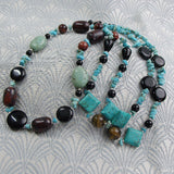 long semi-precious stone turquoise necklace uk