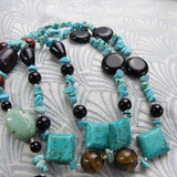 long semi-precious turquoise handmade necklace