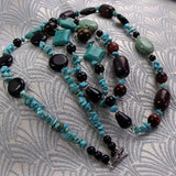long necklace handmade semi-precious turquoise