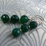 green semi-precious earrings drop design