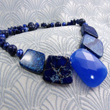 short chunky blue gemstone necklace