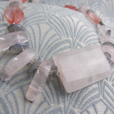 semi-precious bead necklace, semi-precious stone necklace, chunky handmade necklace NM3