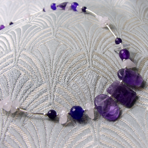 silver handmade semi-precious bead necklace NM40
