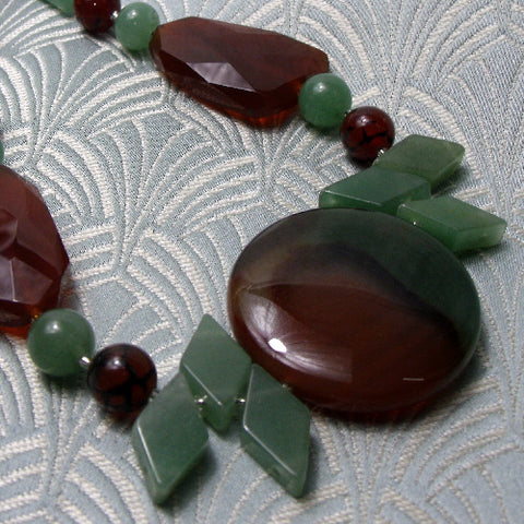chunky semi-precious bead necklace, semi-precious stone necklace,  handmade chunky necklace NM46