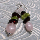 dainty pink semi-precious bead earrings handmade uk