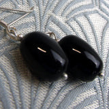 black bead delicate semi-precious earrings