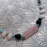 pink quartz semi-precious necklace