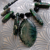 green agate semi-precious stone pendant necklace