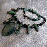 green agate necklace, semi-precious pendant necklace