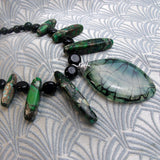 green agate necklace, green semi-precious necklace uk