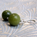 beaded green jade earrings