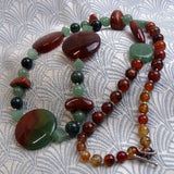 beaded semi-precious jewellery handmade uk, long chunky necklace