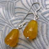 handmade short drop yellow jade earrings