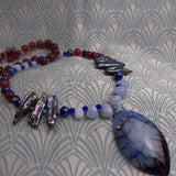 handmade blue semi-precious pendant necklace