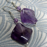 handmade semi-precious bead jewellery, amethyst earrings