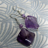 purple drop earrings handmade amethyst