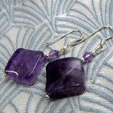 semi-precious amethyst purple drop earrings