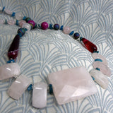 chunky pink gemstone necklace