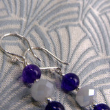 beaded grey purple semi-precious earrings