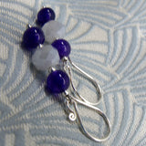 semi-precious beaded earrings grey purple