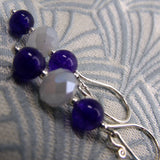 grey purple beaded semi-precious earrings