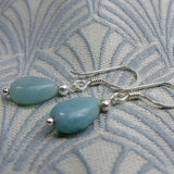 delicate blue earrings, dainty blue semi-precious bead earrings