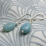 dainty earrings, delicate blue semi-precious bead earrings