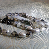 handmade black grey semi-precious stone necklace
