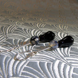 semi-precious drop earrings black grey