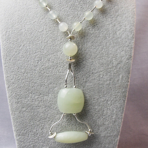 Semi-precious stone silver necklace, unusual necklace UK A1