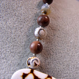 brown cream chunky necklace, chunky semi-precious stone necklace