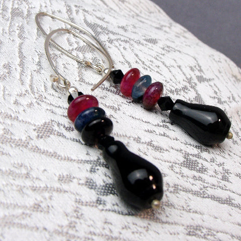 Long Drop Semi-Precious Bead Earrings, Long Semi-Precious Stone Earrings, Long bead earrings UK A3