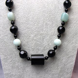 beaded necklace handmade semi-precious stone black blue beads