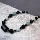 blue amazonite black onyx beaded necklace