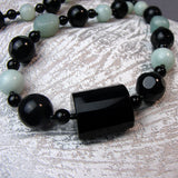 beaded semi-precious stone necklace black blue