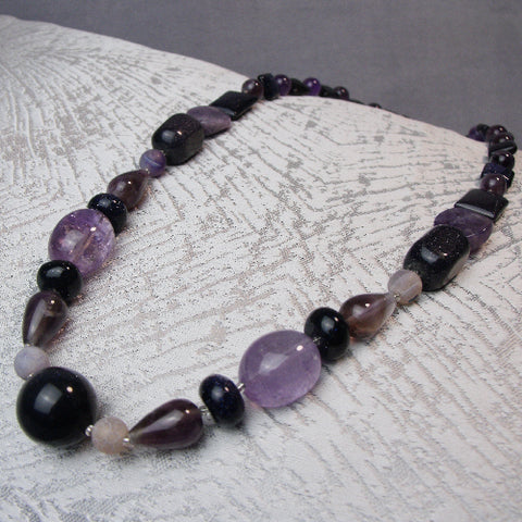 Semi-precious stone necklace, handmade semi-precious bead necklace, semi-precious necklace  A6