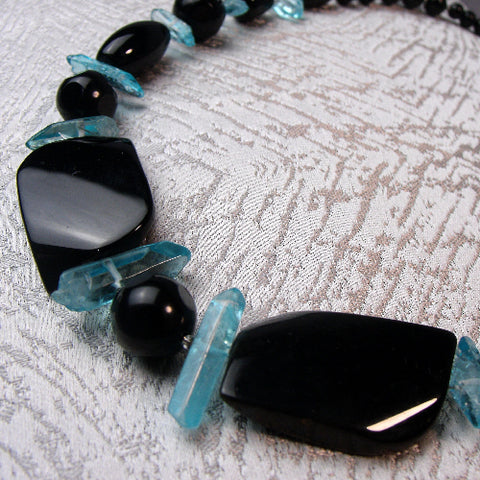 Chunky Bead Necklace, Semi-Precious Stone Necklace, beaded semi-precious necklace A9