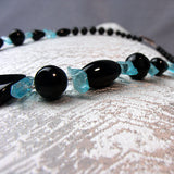 blue quartz black onyx chunky beads