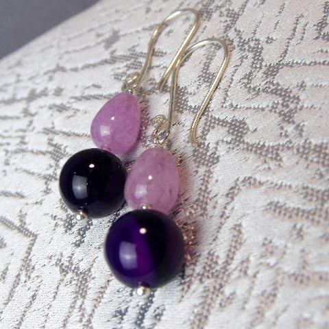Handmade beaded earrings, unique semi-precious bead earrings A9