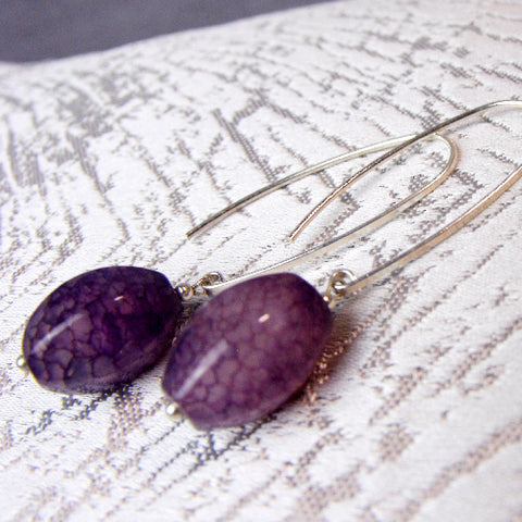 Long semi-precious stone earrings, long drop earrings, long semi-precious bead earrings  A10