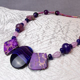 purple necklace, chunky handcrafted necklace