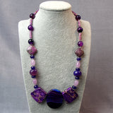 shot necklace, short purple necklace, short chunky necklace