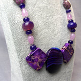 purple semi-precious stone necklace chunky design