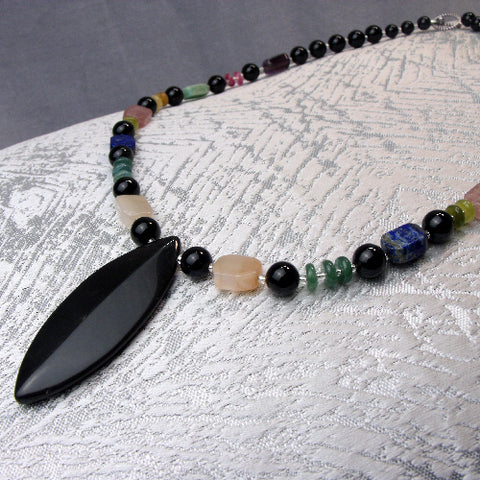 Handmade Semi-Precious Mixed Bead Necklace UK, Unusual A11