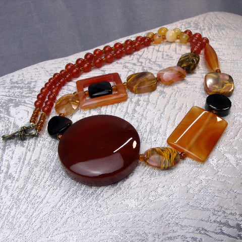 Long Chunky Semi-Precious Stone Necklace, Long Necklace A12