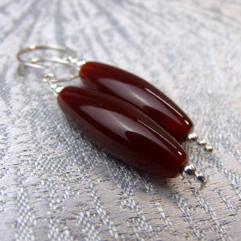 Long semi-precious bead earrings, long semi-precious stone earrings, long beaded earrings A16