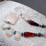 chunky pink beaded necklace rose quartz