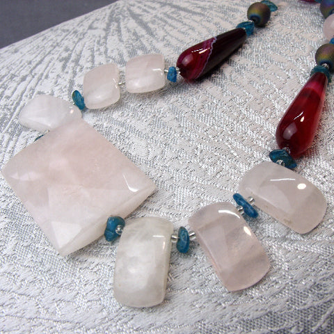 Chunky Necklace, Semi-precious Stone Necklace, Semi-precious Bead Necklace Chunky Design A16